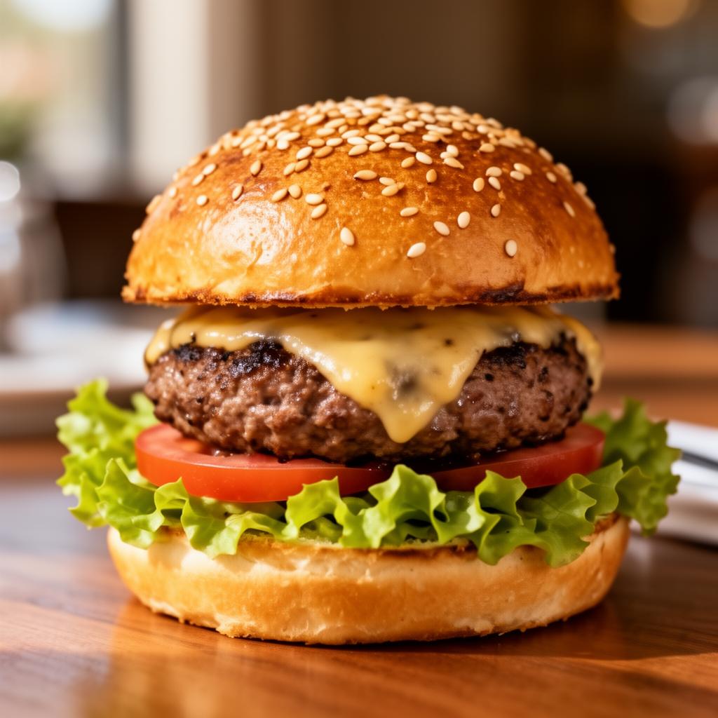 Hamburger bun topped with sesame seeds